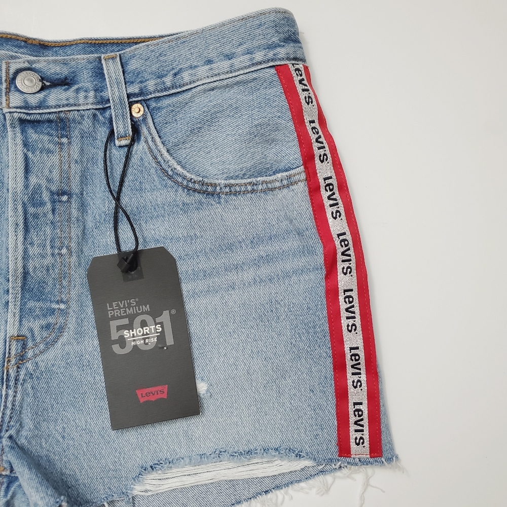 Levi's 501 High Rise Shorts Ripped Distressed - Picture 3 of 3